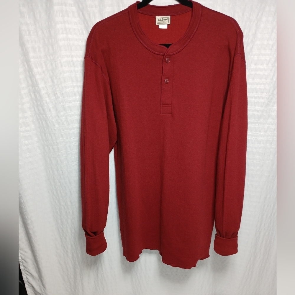 Men's LL BEAN Two Layer Driver's Long Sleeve Pull Over Shirt. Size L Tall